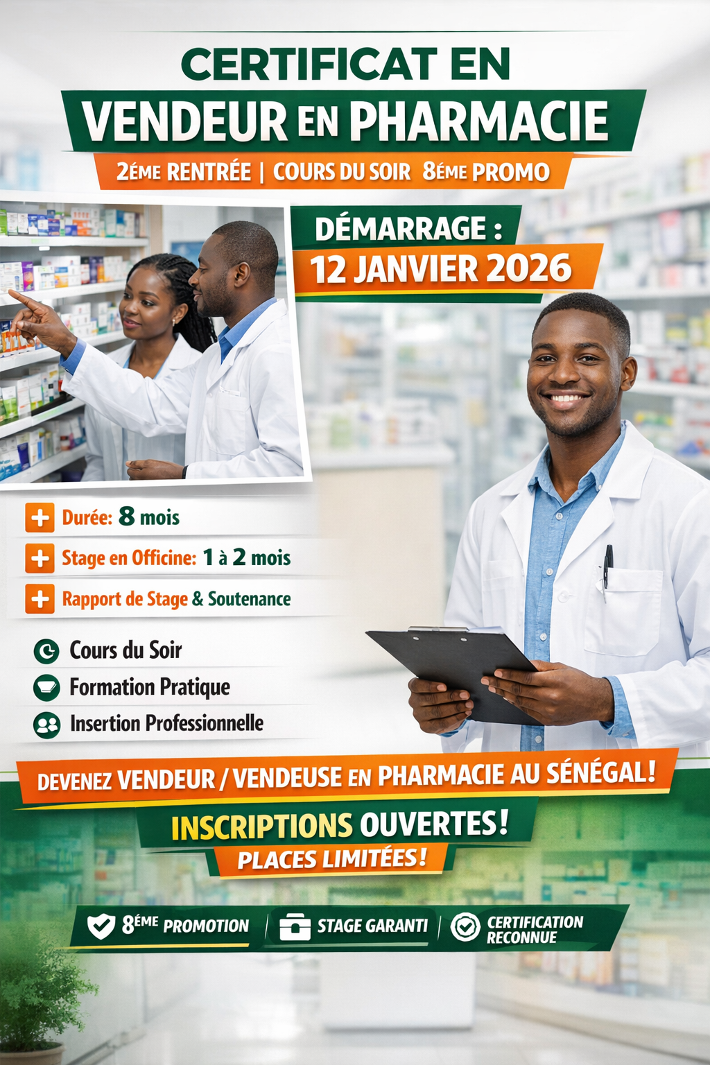 Certificat en Vente en Pharmacie -Cours du soir (8ᵉ promotion)